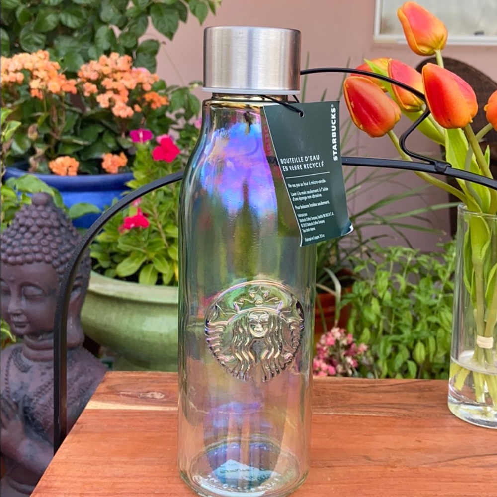 New Starbucks Recycled Glass Iridescent Water Bottle